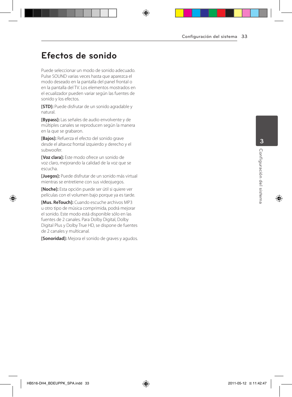33 efectos de sonido, Efectos de sonido | Pioneer BCS-FS111 User Manual | Page 279 / 376