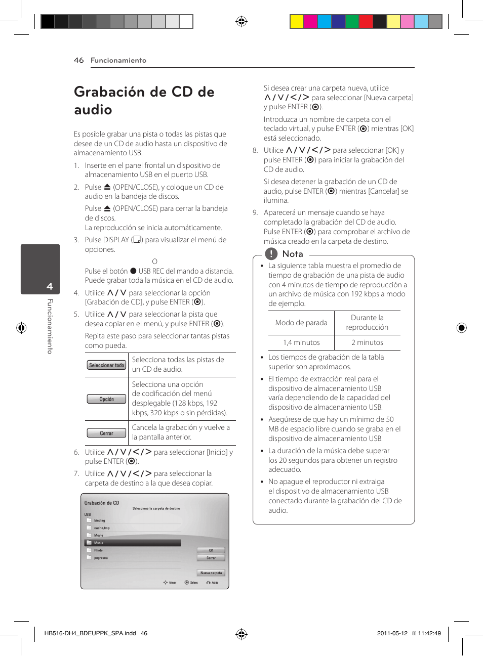 46 grabación de cd de audio, Grabación de cd de audio | Pioneer BCS-FS111 User Manual | Page 292 / 376
