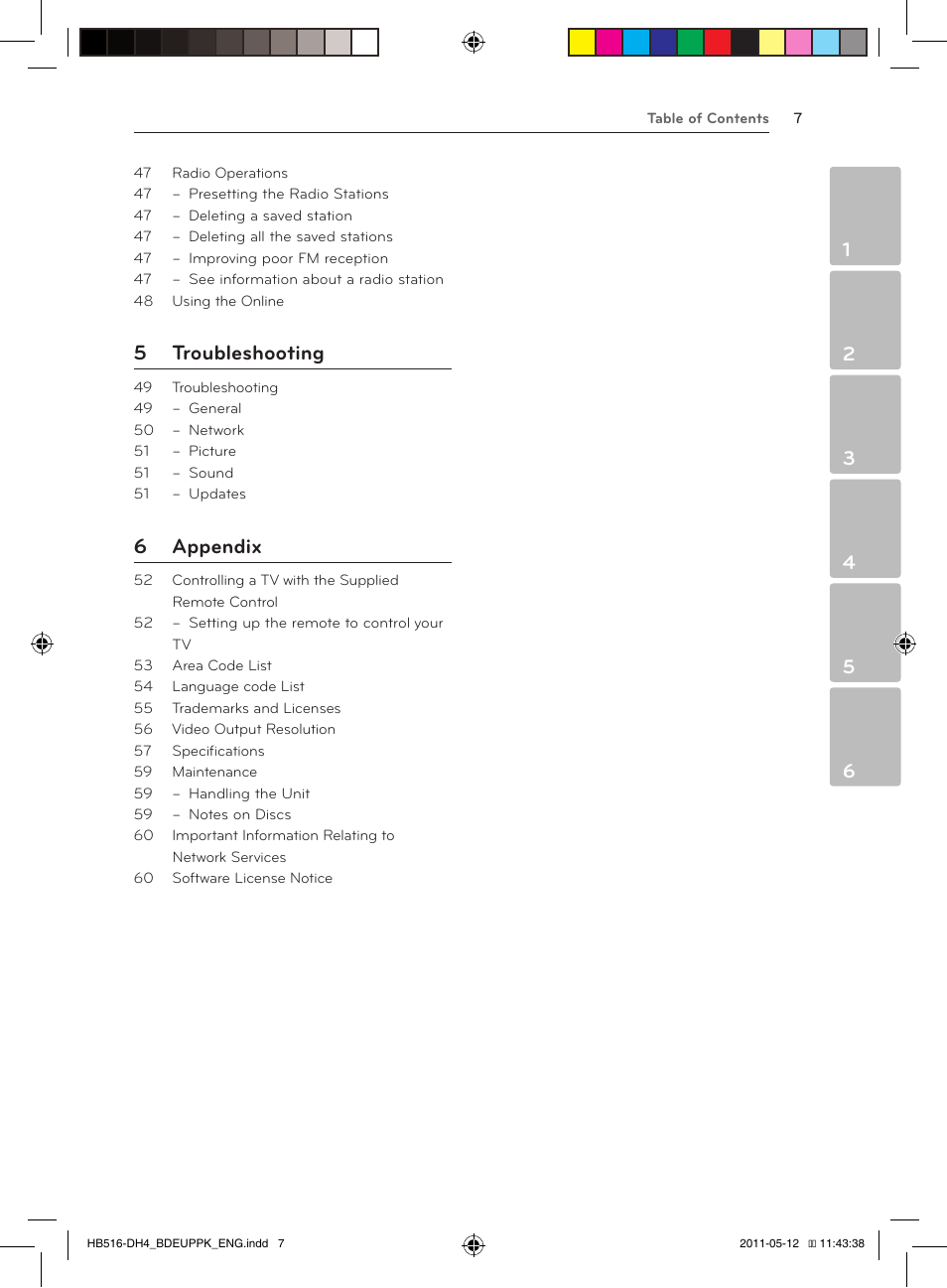 5 troubleshooting, 6 appendix | Pioneer BCS-FS111 User Manual | Page 7 / 376