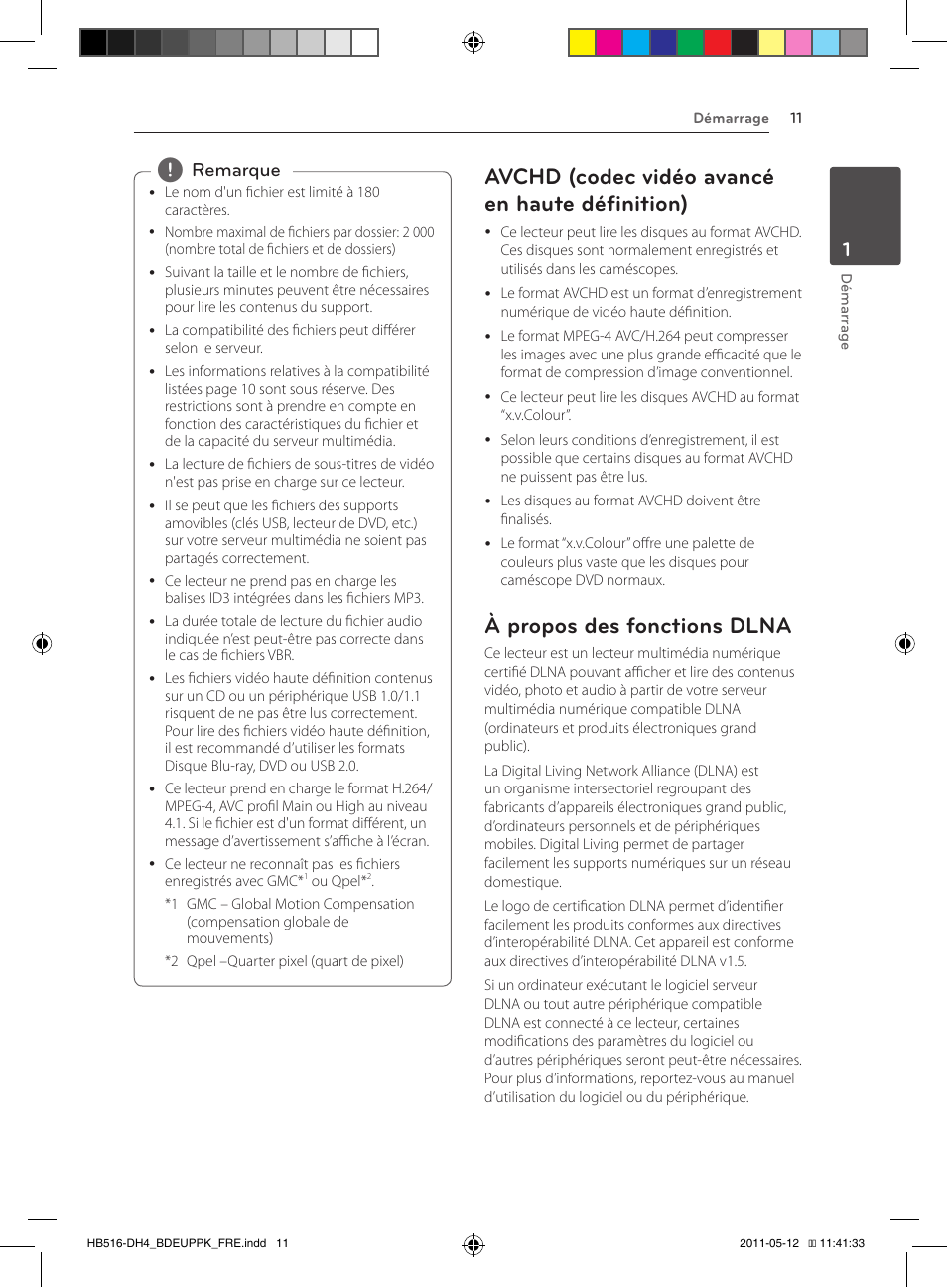 Avchd (codec vidéo avancé en haute définition), À propos des fonctions dlna, Remarque | Pioneer BCS-FS111 User Manual | Page 71 / 376