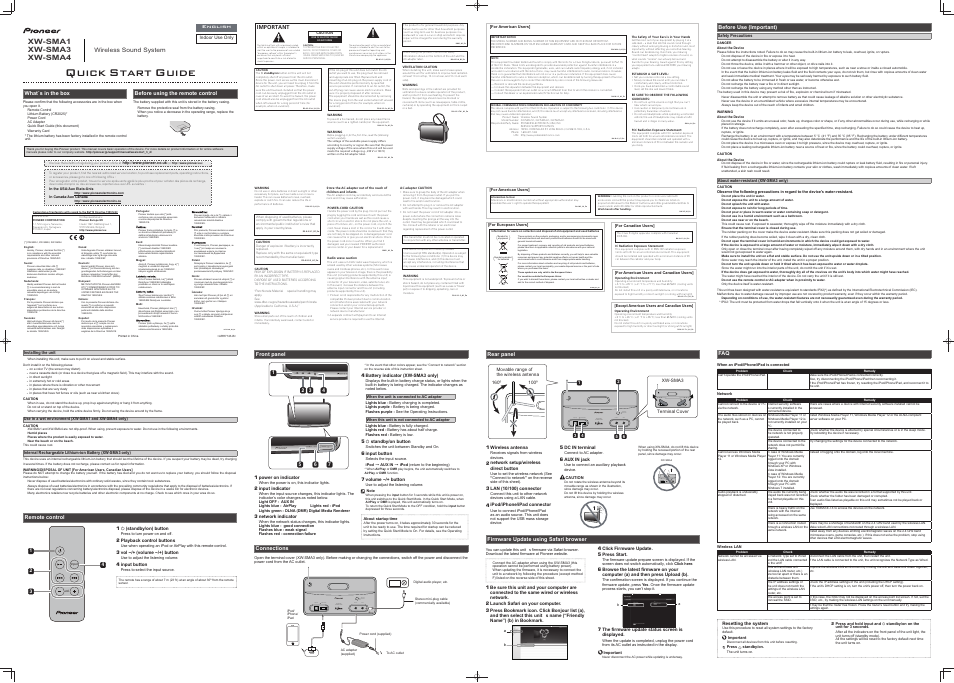 Pioneer XW-SMA4-K User Manual | 2 pages