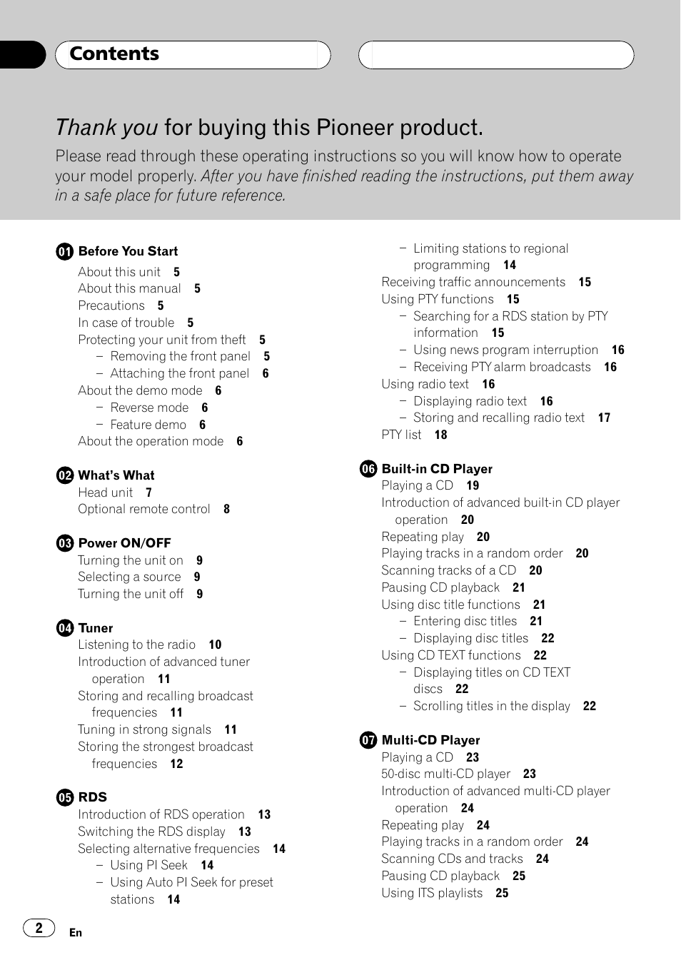 Pioneer DEH-P6500R User Manual | Page 2 / 108
