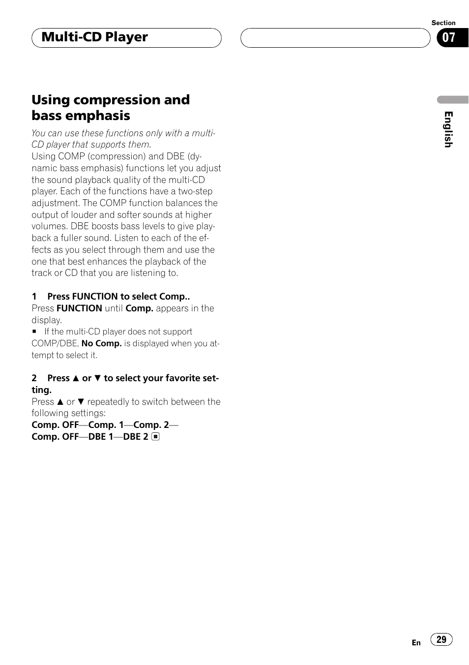 Using compression and bass emphasis 29, Using compression and bass emphasis, Multi-cd player | Pioneer DEH-P6500R User Manual | Page 29 / 108