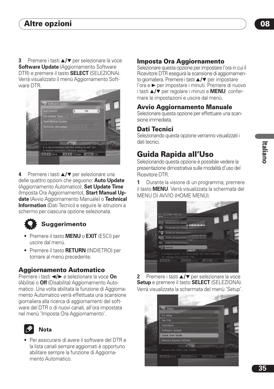 Altre opzioni 08 08, Guida rapida all’uso, 35 ita lia no | Pioneer DBR-TF100 User Manual | Page 123 / 136