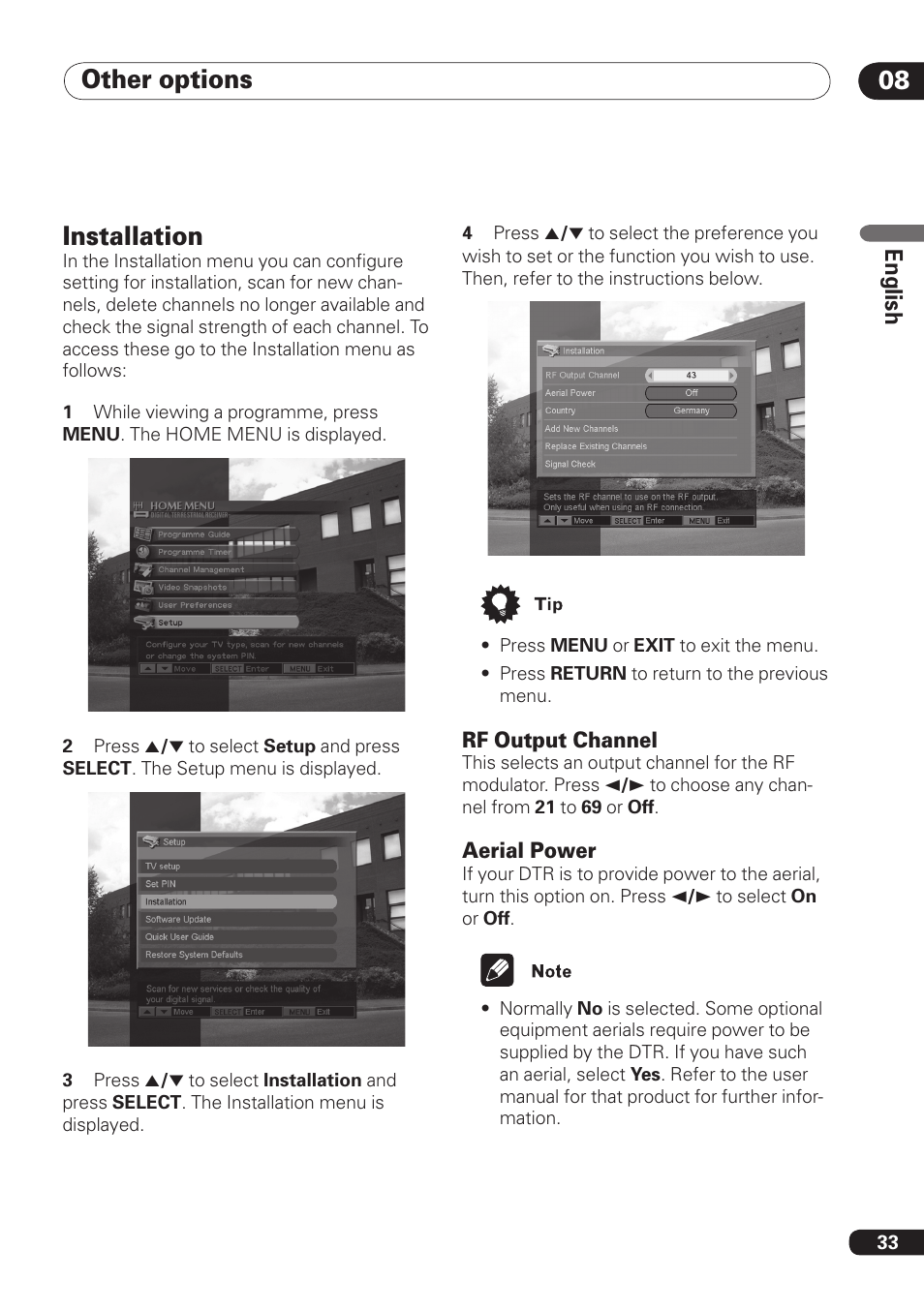 Other options 08, Installation, En gli sh | Pioneer DBR-TF100 User Manual | Page 33 / 136