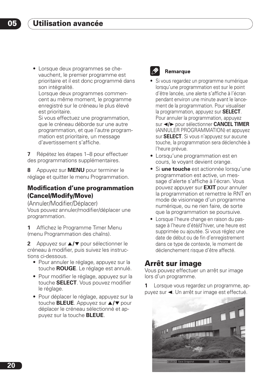 Utilisation avancée 05, Arrêt sur image | Pioneer DBR-TF100 User Manual | Page 64 / 136