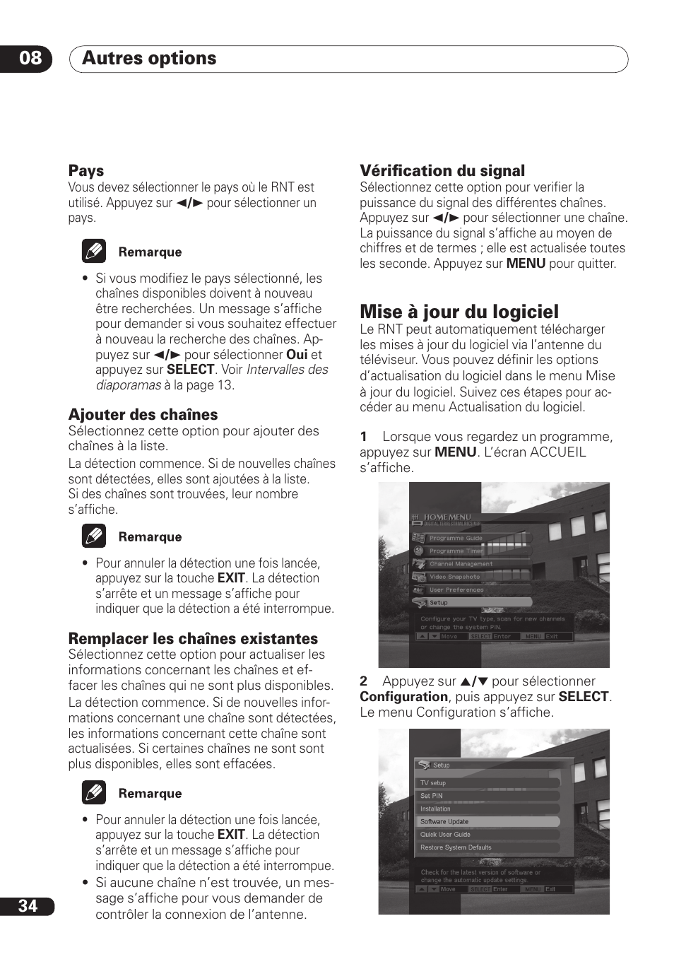 Autres options 08, Mise à jour du logiciel | Pioneer DBR-TF100 User Manual | Page 78 / 136