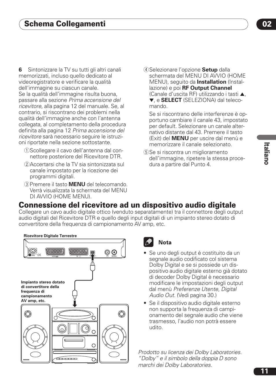 Schema collegamenti 02, 11 ita lia no | Pioneer DBR-TF100 User Manual | Page 99 / 136