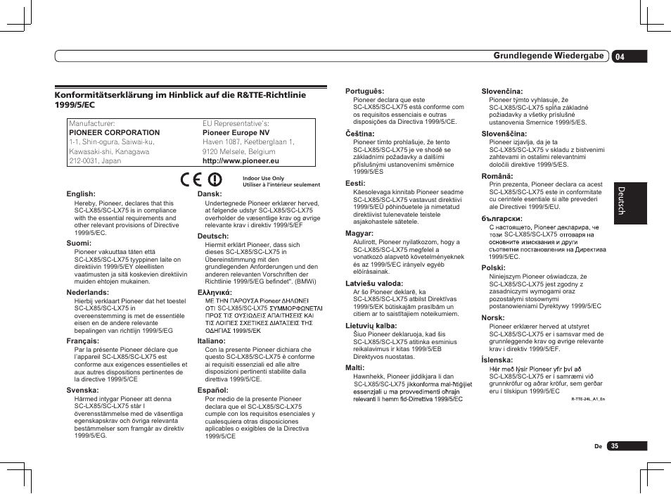Pioneer SC-LX75 User Manual | Page 101 / 104