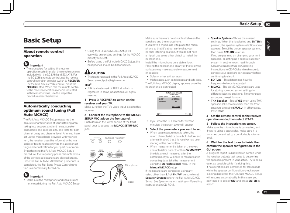 Basic setup, 03 basic setup, About remote control operation | Pioneer SC-LX75 User Manual | Page 25 / 104