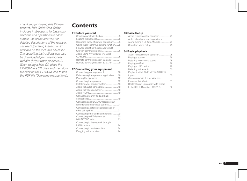 Pioneer SC-LX75 User Manual | Page 3 / 104