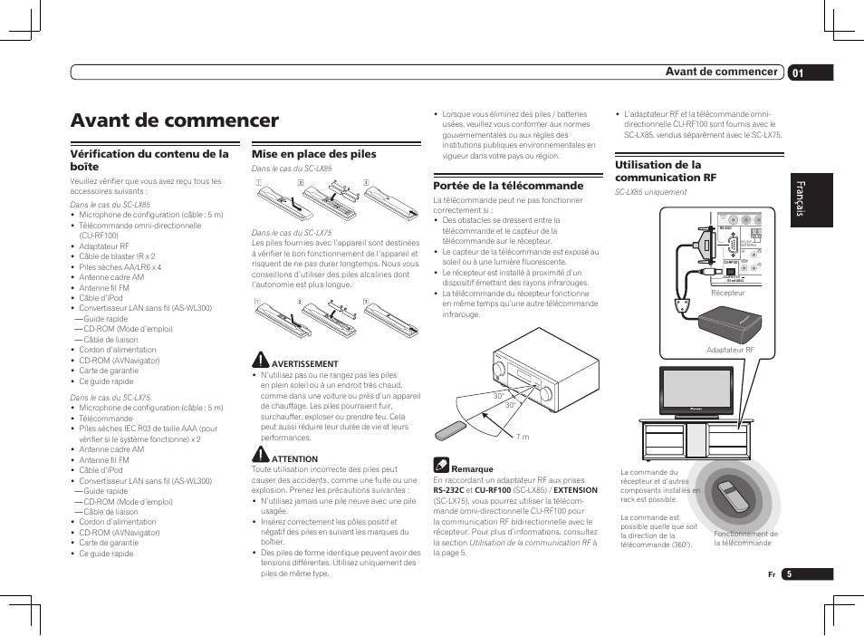 Avant de commencer, 01 avant de commencer | Pioneer SC-LX75 User Manual | Page 37 / 104