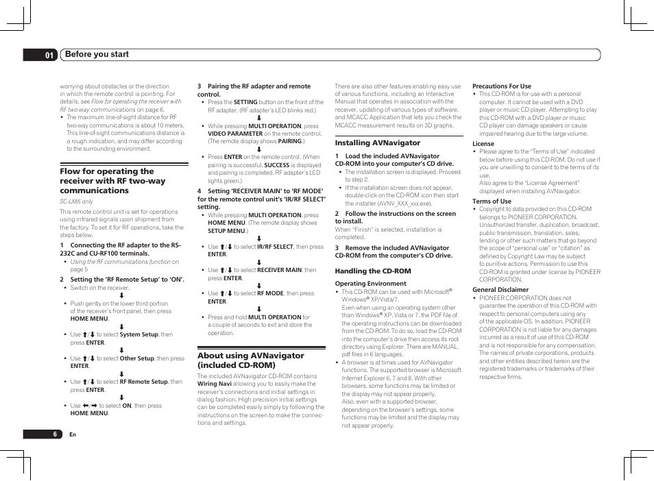 01 before you start | Pioneer SC-LX75 User Manual | Page 6 / 104