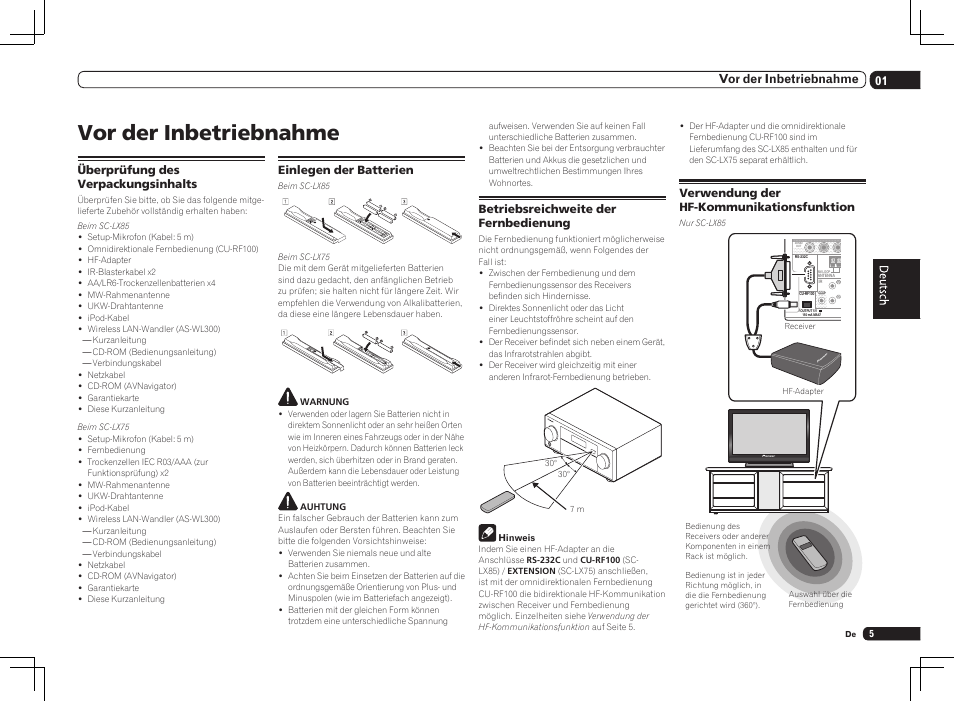 Vor der inbetriebnahme, 01 vor der inbetriebnahme | Pioneer SC-LX75 User Manual | Page 71 / 104