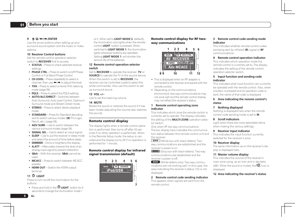 01 before you start | Pioneer SC-LX75 User Manual | Page 8 / 104