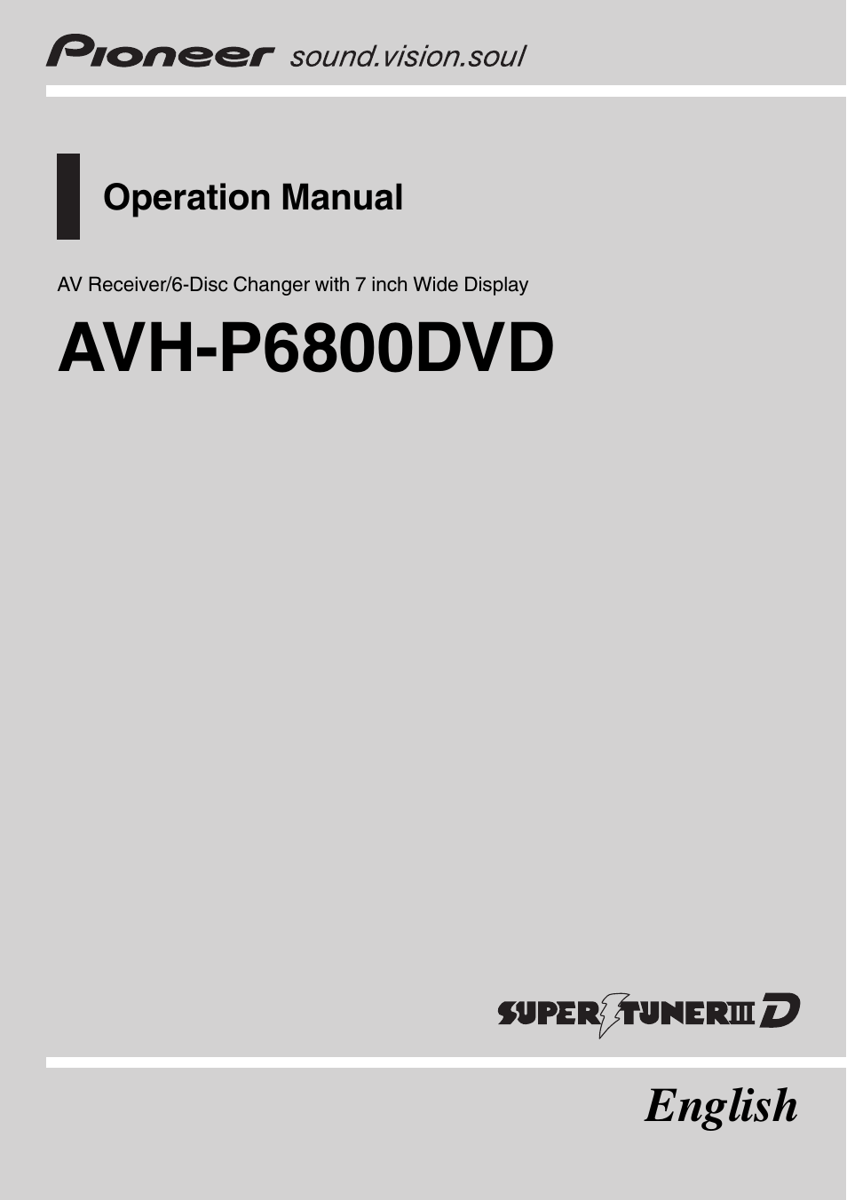 Pioneer AVH-P6800DVD User Manual | 120 pages
