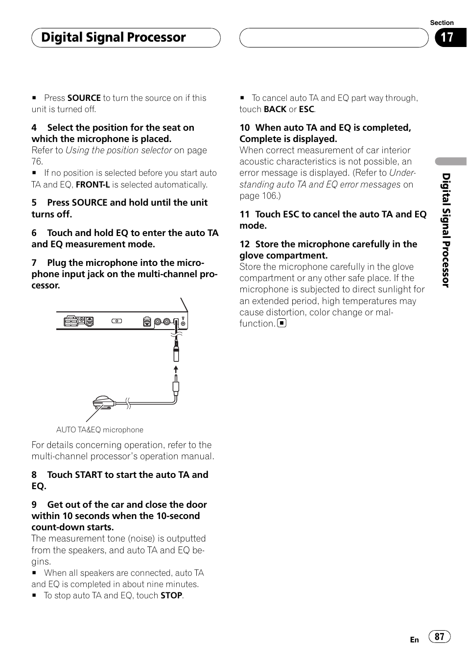 Digital signal processor | Pioneer AVH-P6800DVD User Manual | Page 87 / 120