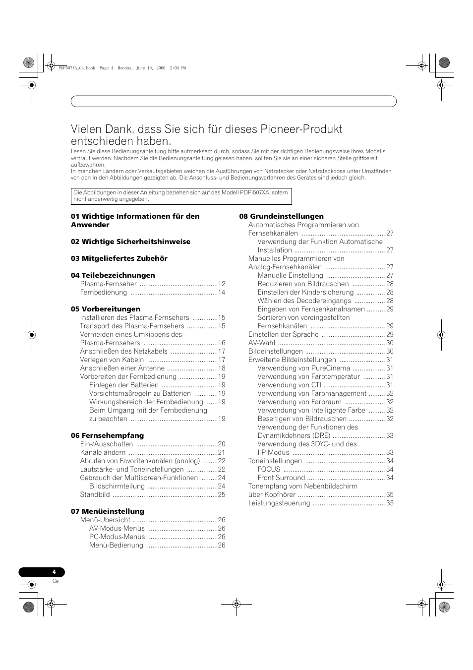 Inhalt | Pioneer PDP-507XA User Manual | Page 116 / 171