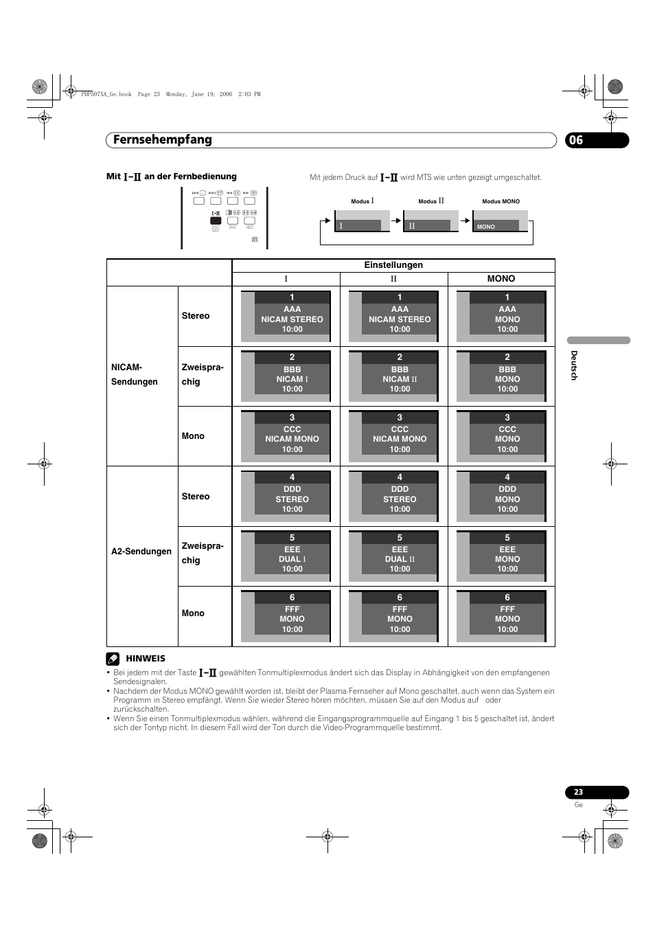 Fernsehempfang 06 | Pioneer PDP-507XA User Manual | Page 135 / 171