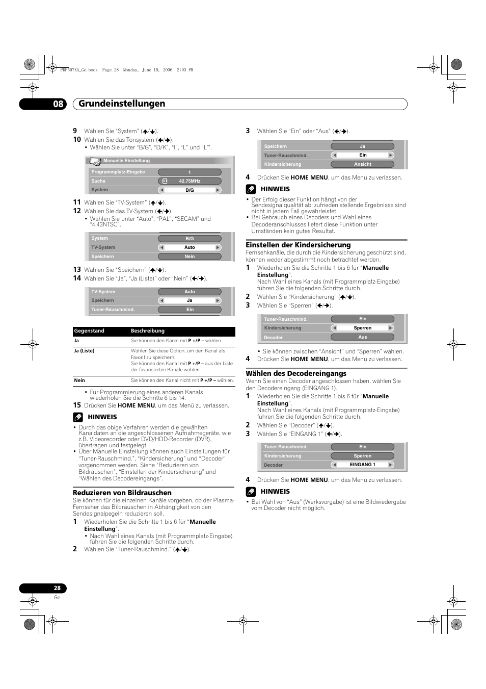 Grundeinstellungen 08 | Pioneer PDP-507XA User Manual | Page 140 / 171