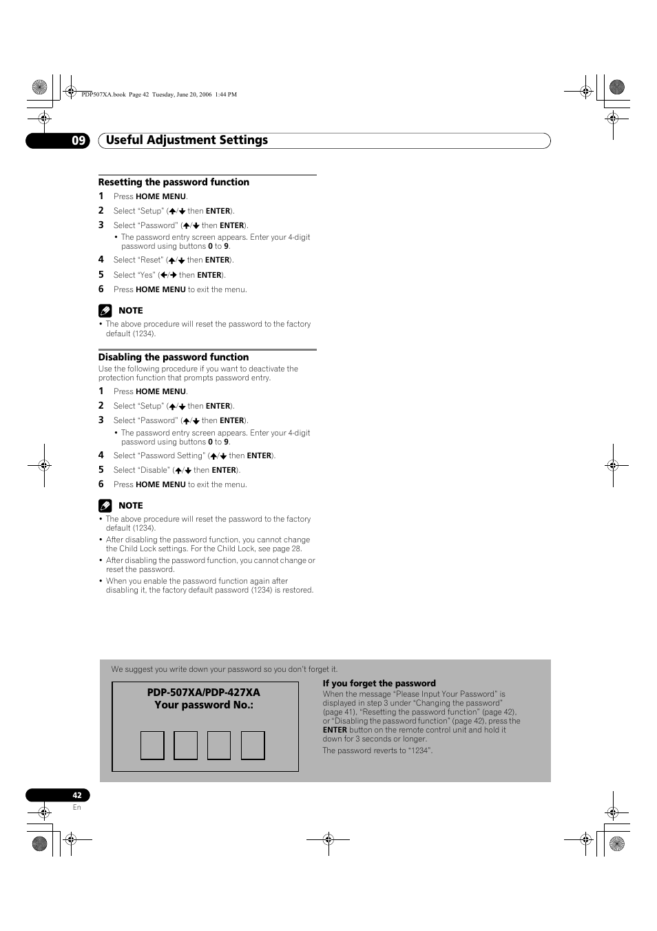 Useful adjustment settings 09 | Pioneer PDP-507XA User Manual | Page 42 / 171