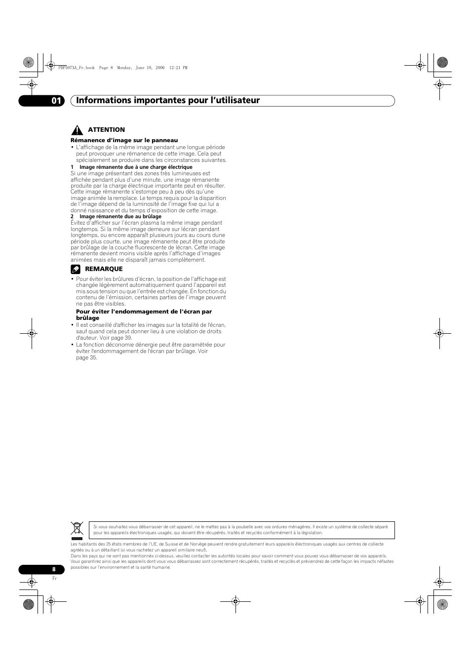 Informations importantes pour l’utilisateur 01 | Pioneer PDP-507XA User Manual | Page 64 / 171