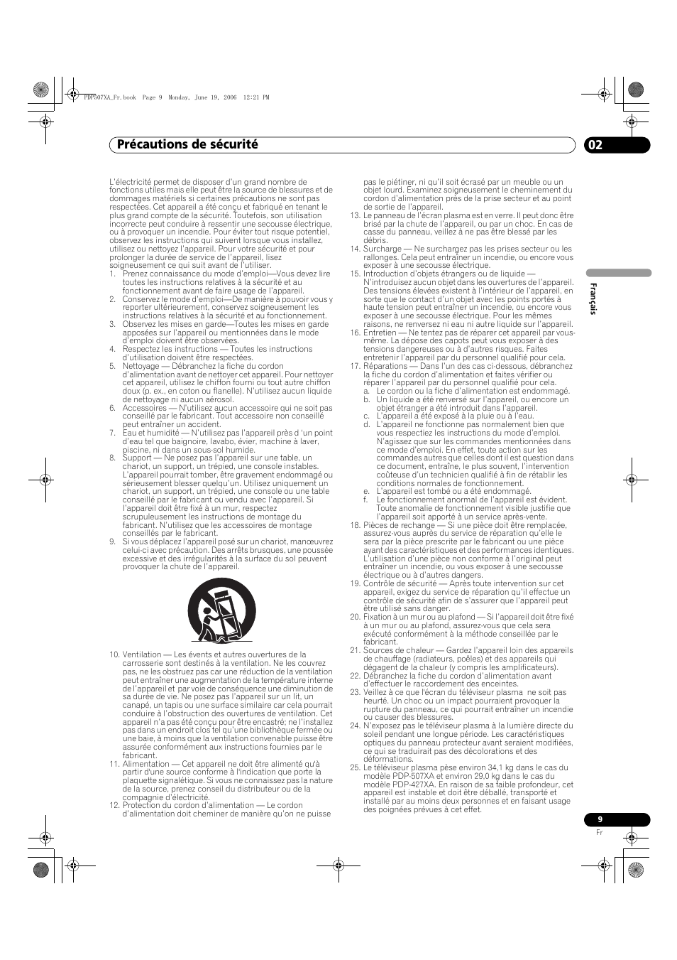 02 précautions de sécurité, Précautions de sécurité 02, Précautions de sécurité | Pioneer PDP-507XA User Manual | Page 65 / 171