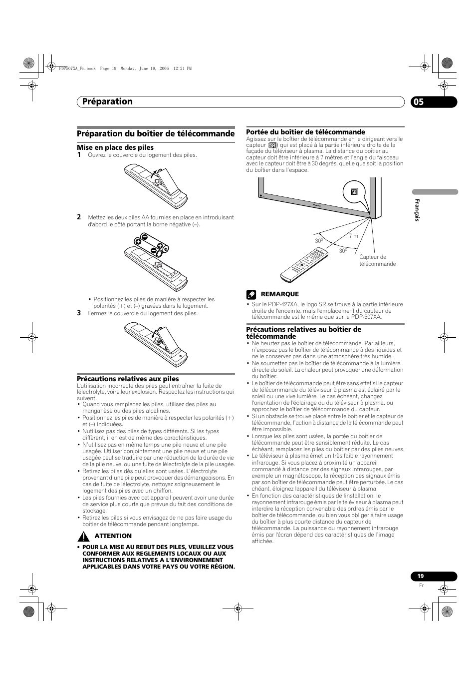 Préparation du boîtier de télécommande, Préparation 05 | Pioneer PDP-507XA User Manual | Page 75 / 171