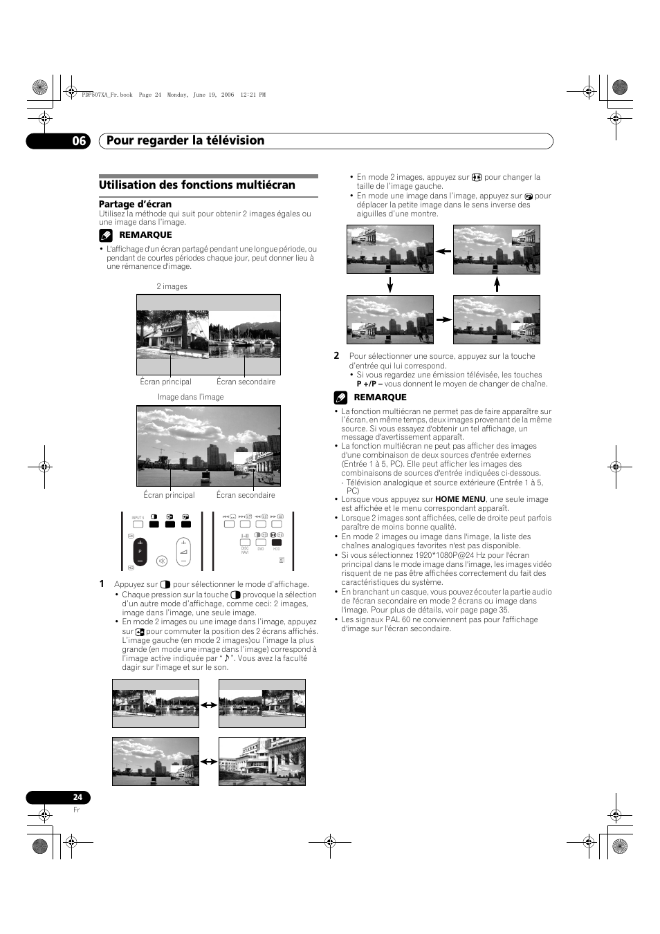 Utilisation des fonctions multiécran, Partage d’écran, Pour regarder la télévision 06 | Pioneer PDP-507XA User Manual | Page 80 / 171