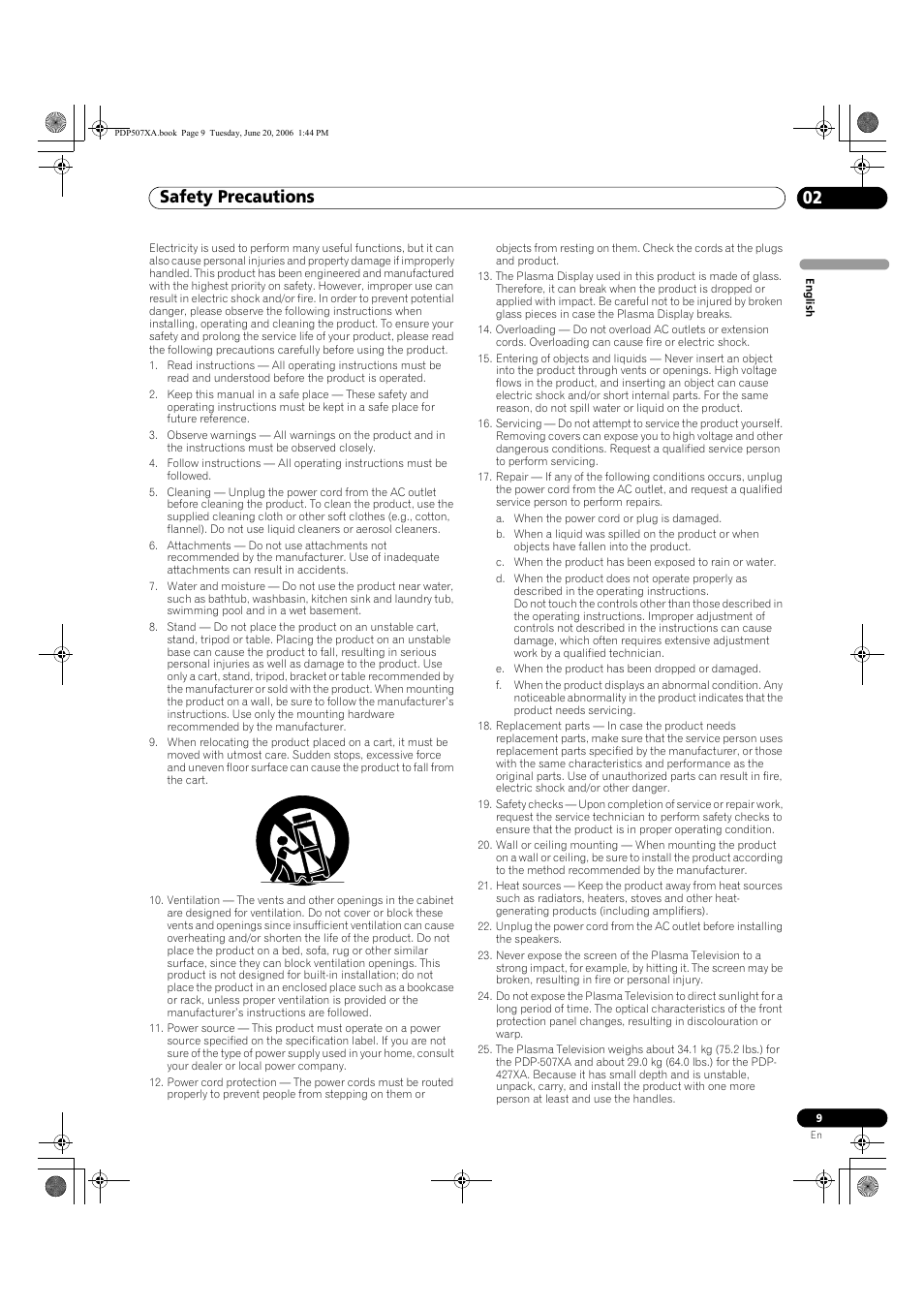 02 safety precautions, Safety precautions 02, Safety precautions | Pioneer PDP-507XA User Manual | Page 9 / 171