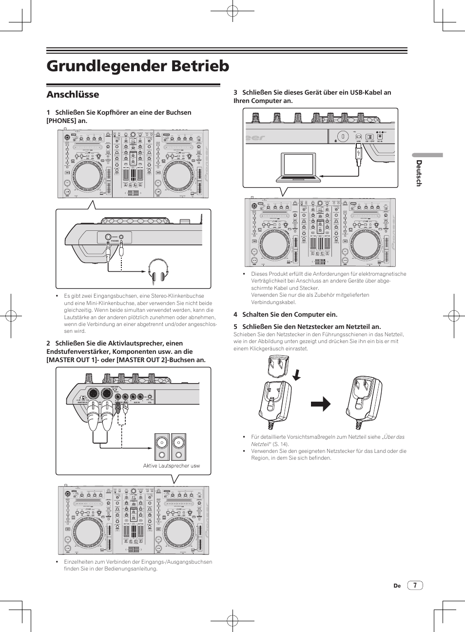 Grundlegender betrieb, Anschlüsse | Pioneer DDJ-S1 User Manual | Page 47 / 124