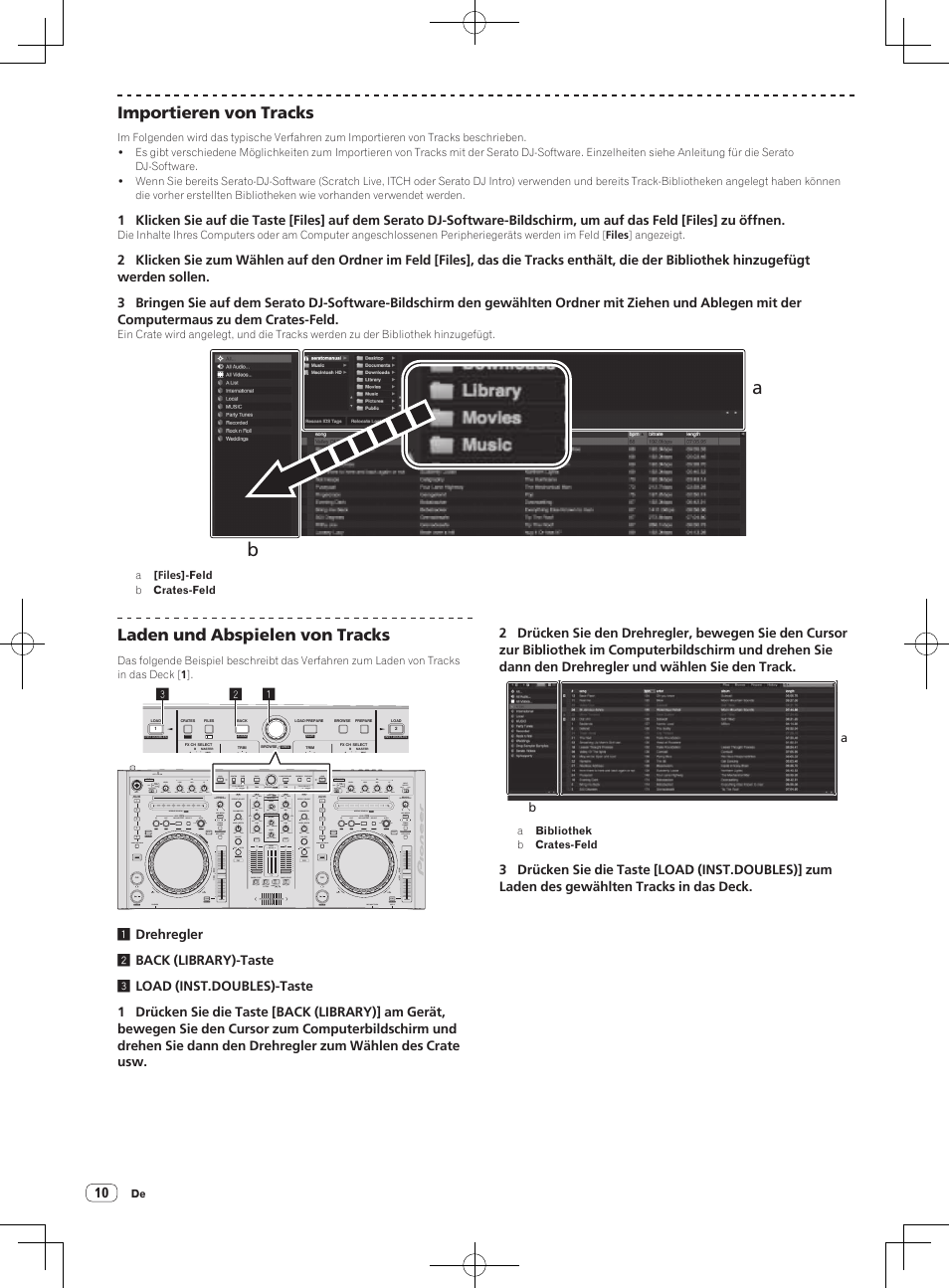 Importieren von tracks, Laden und abspielen von tracks | Pioneer DDJ-S1 User Manual | Page 50 / 124