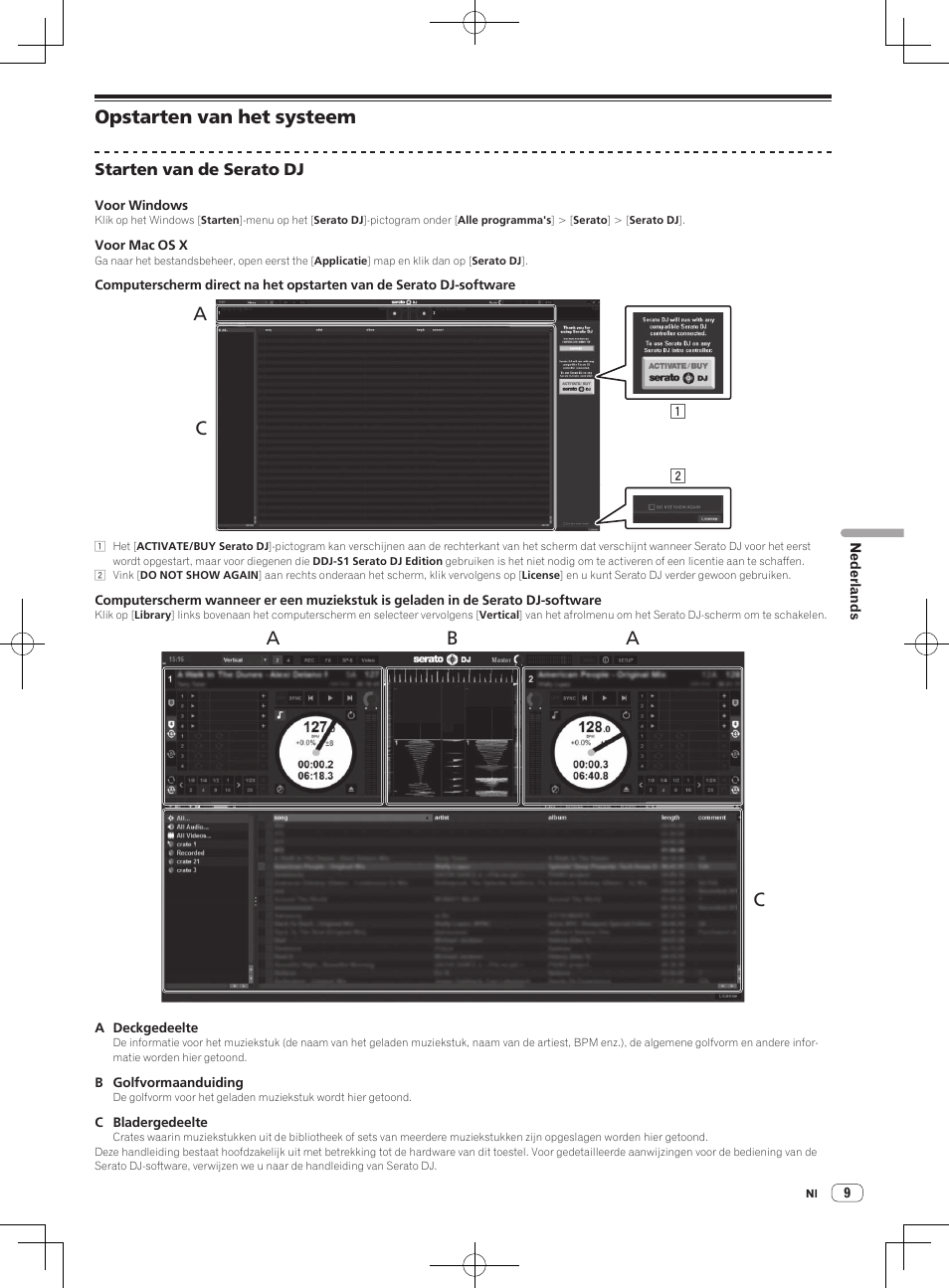 Opstarten van het systeem, Ab c | Pioneer DDJ-S1 User Manual | Page 81 / 124