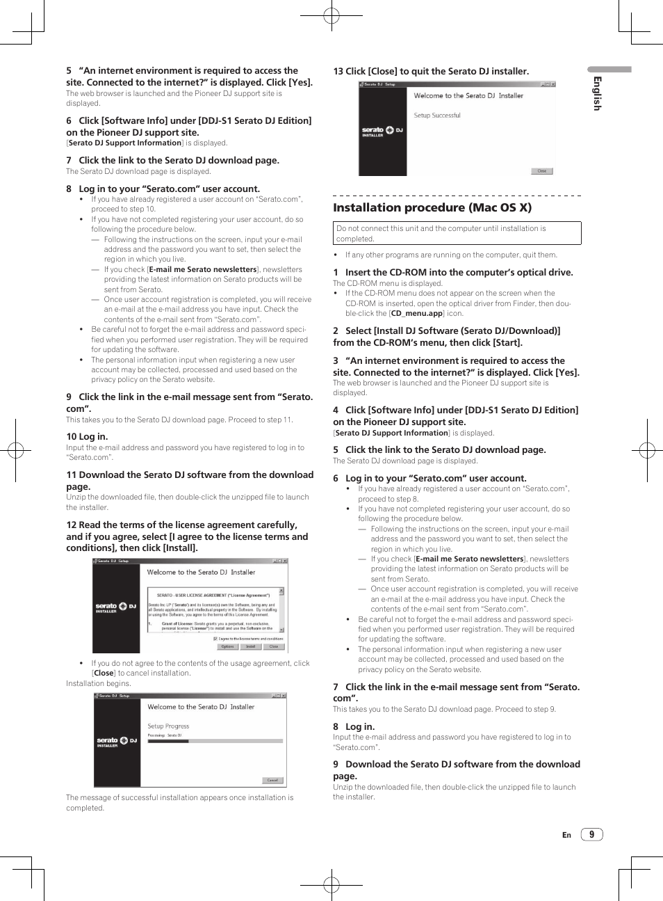 Installation procedure (mac os x) | Pioneer DDJ-S1 User Manual | Page 9 / 124