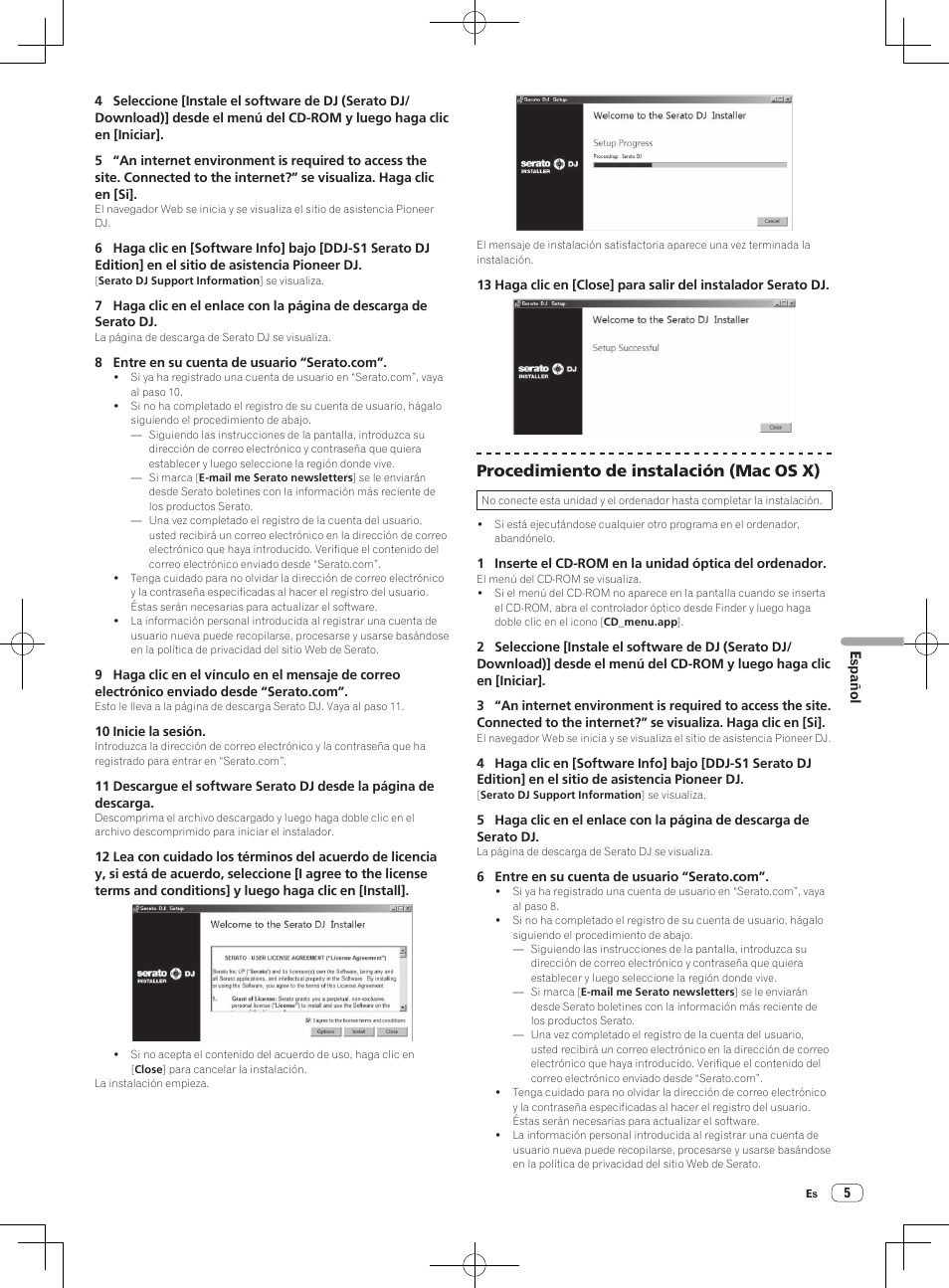 Procedimiento de instalación (mac os x) | Pioneer DDJ-S1 User Manual | Page 93 / 124