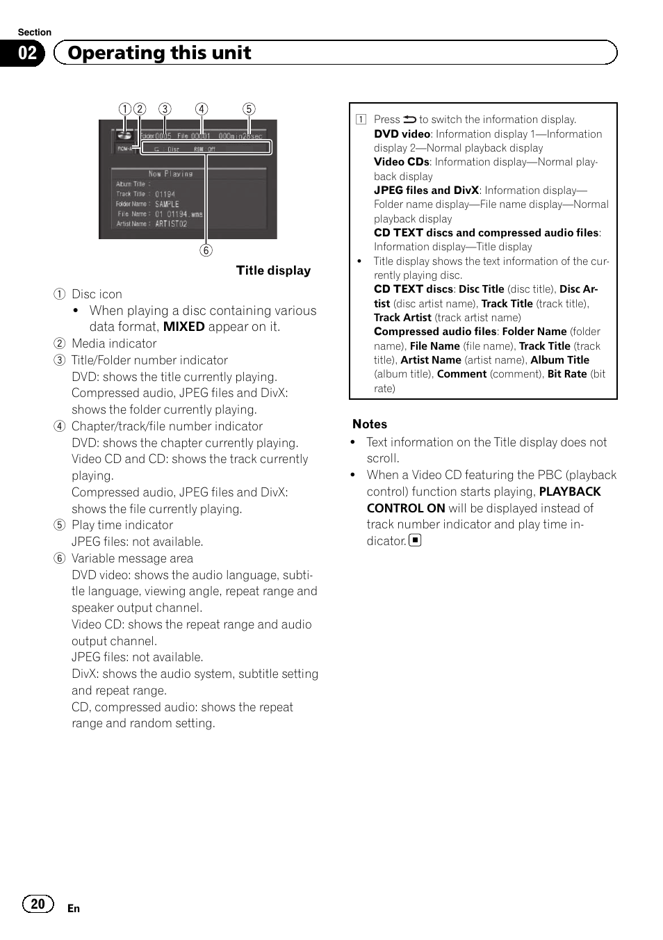 02 operating this unit | Pioneer DVH-330UB User Manual | Page 20 / 40
