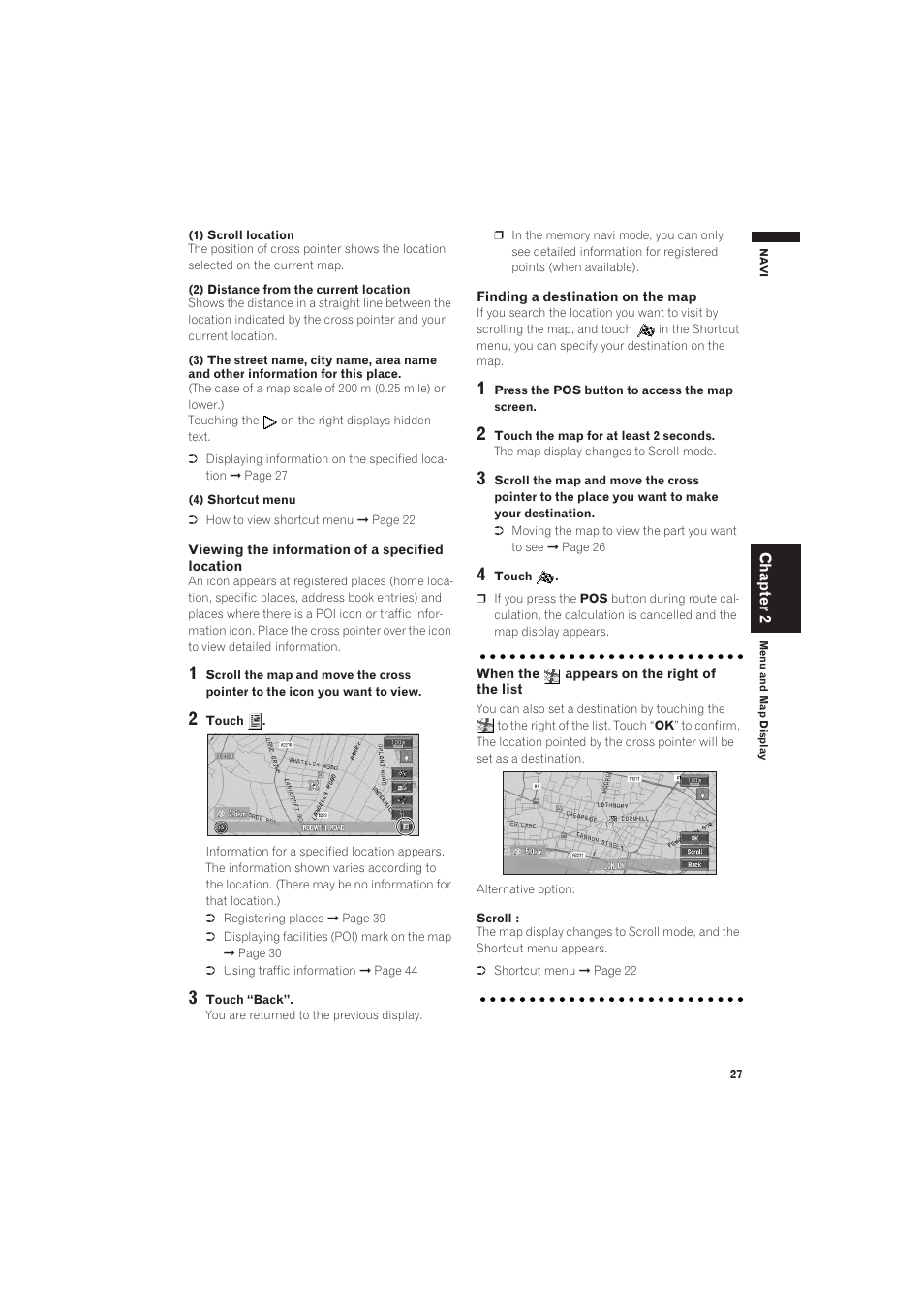 Searching the destination by map | Pioneer AVIC-X1 User Manual | Page 29 / 125