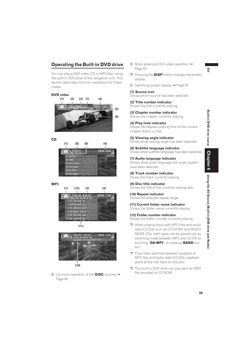 Operating the built-in dvd drive, Chapter 6 | Pioneer AVIC-X1 User Manual | Page 61 / 125