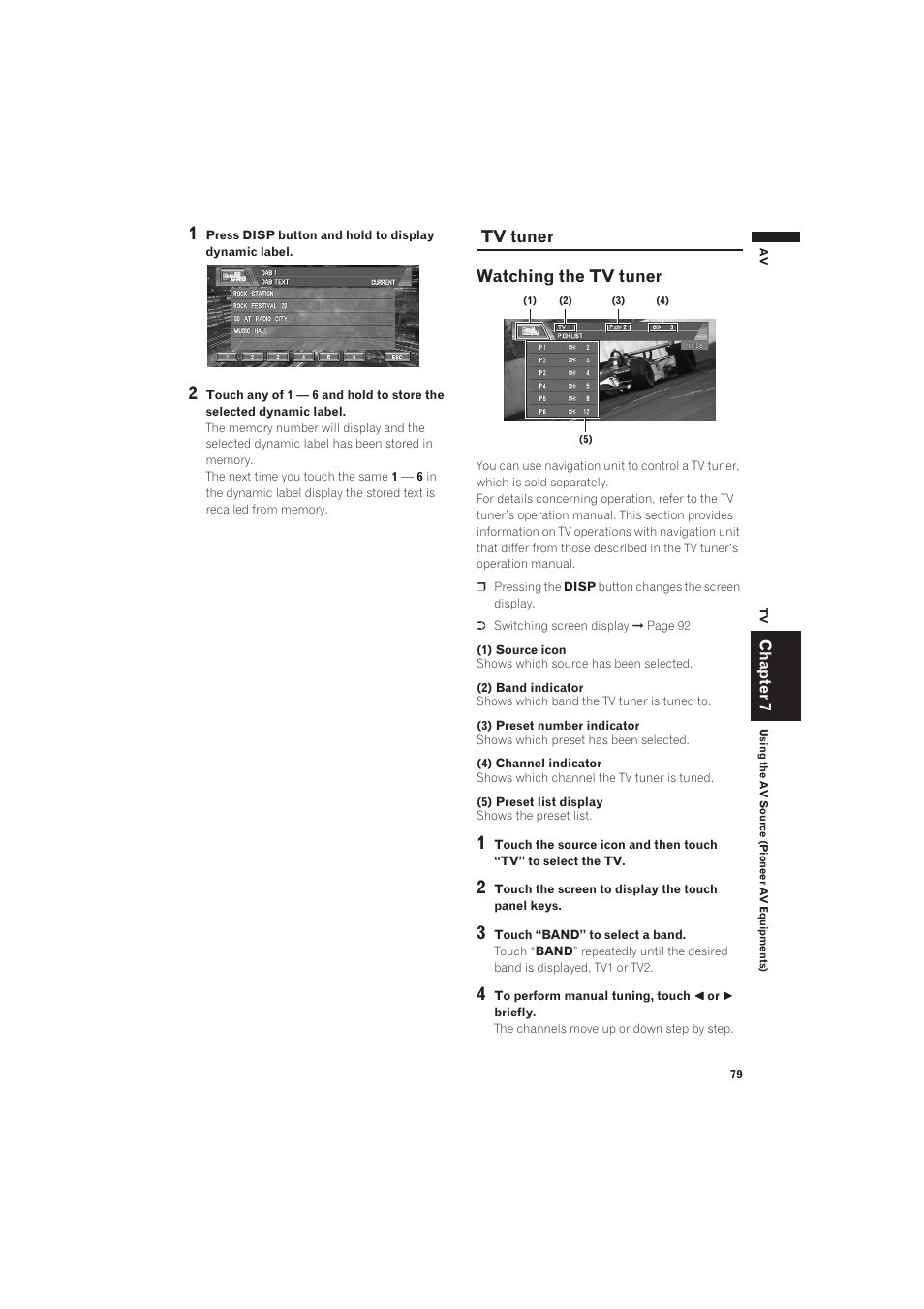 Tv tuner, Watching the tv tuner, Tv tuner watching the tv tuner | Pioneer AVIC-X1 User Manual | Page 81 / 125