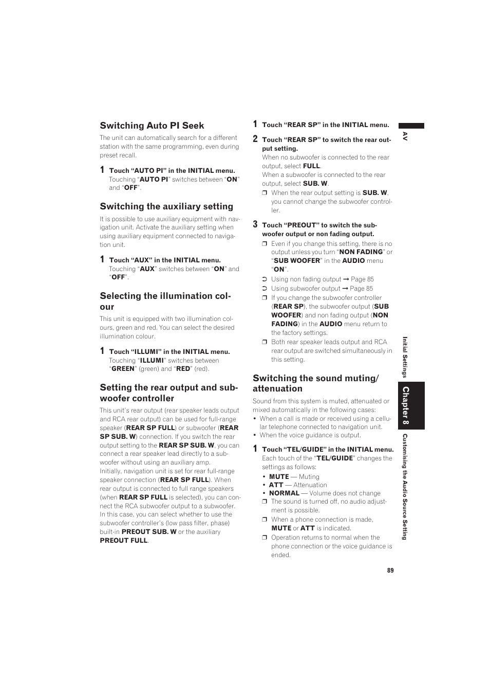 Switching auto pi seek 89, Switching the sound muting/attenuation, Troller | Pioneer AVIC-X1 User Manual | Page 91 / 125