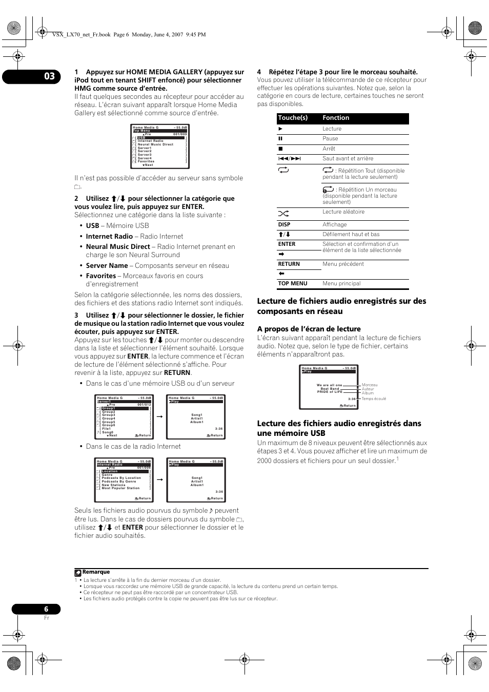 A propos de l’écran de lecture, Dans le cas de la radio internet | Pioneer VSX-LX70 User Manual | Page 22 / 114