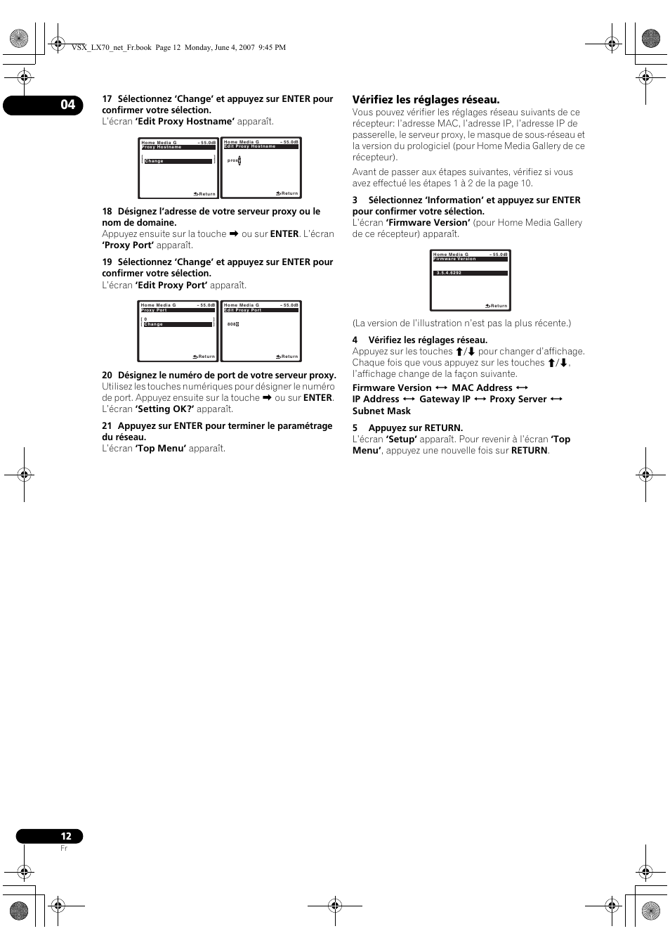 Vérifiez les réglages réseau | Pioneer VSX-LX70 User Manual | Page 28 / 114
