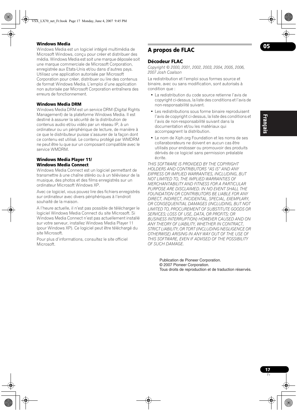 A propos de flac | Pioneer VSX-LX70 User Manual | Page 33 / 114
