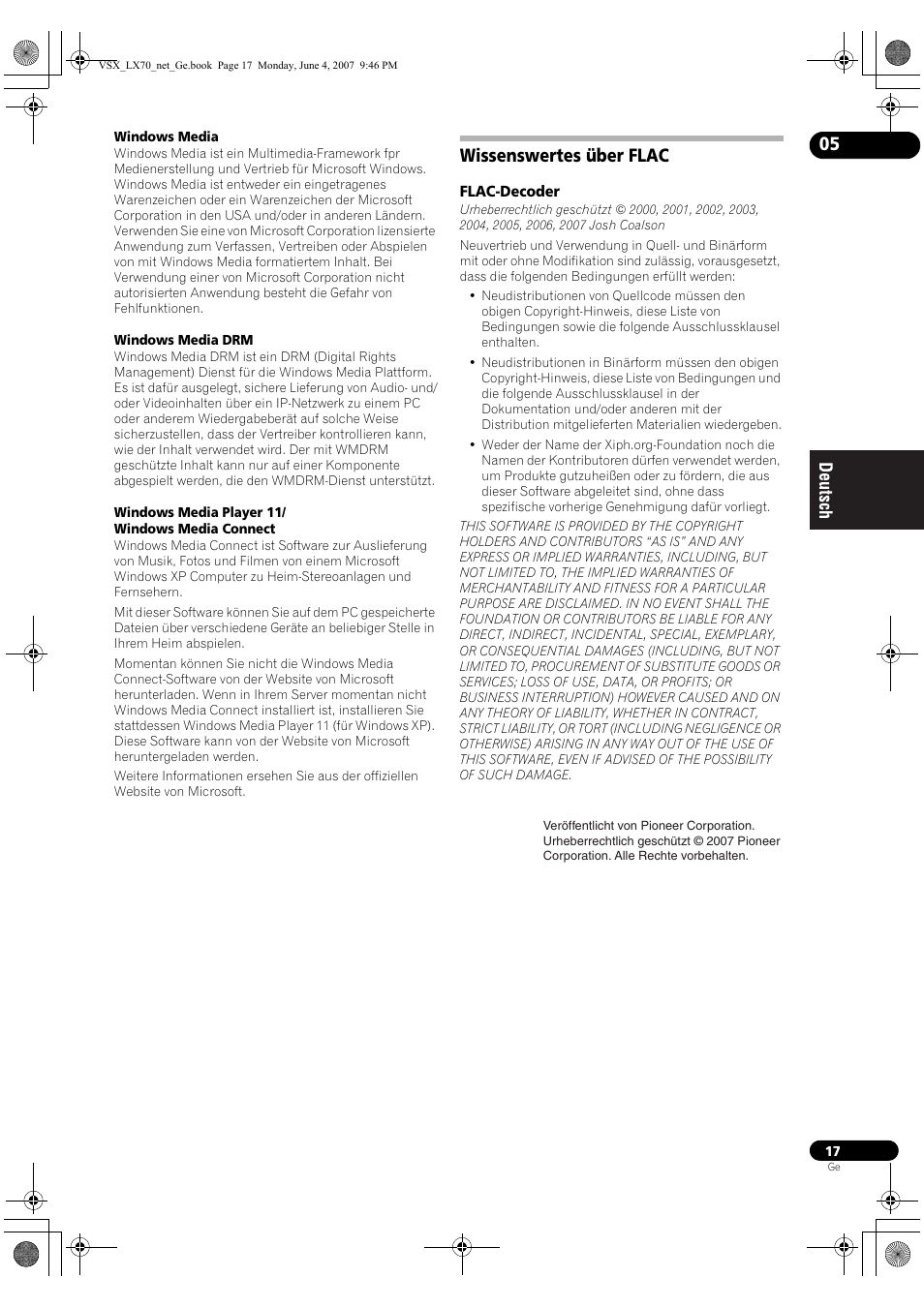 Wissenswertes über flac | Pioneer VSX-LX70 User Manual | Page 49 / 114