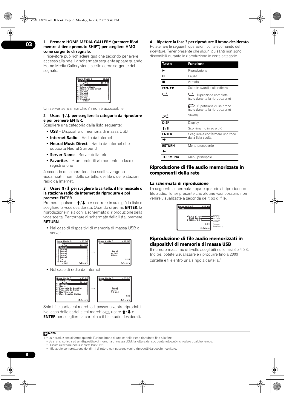 La schermata di riproduzione, Nel caso di radio da internet | Pioneer VSX-LX70 User Manual | Page 54 / 114