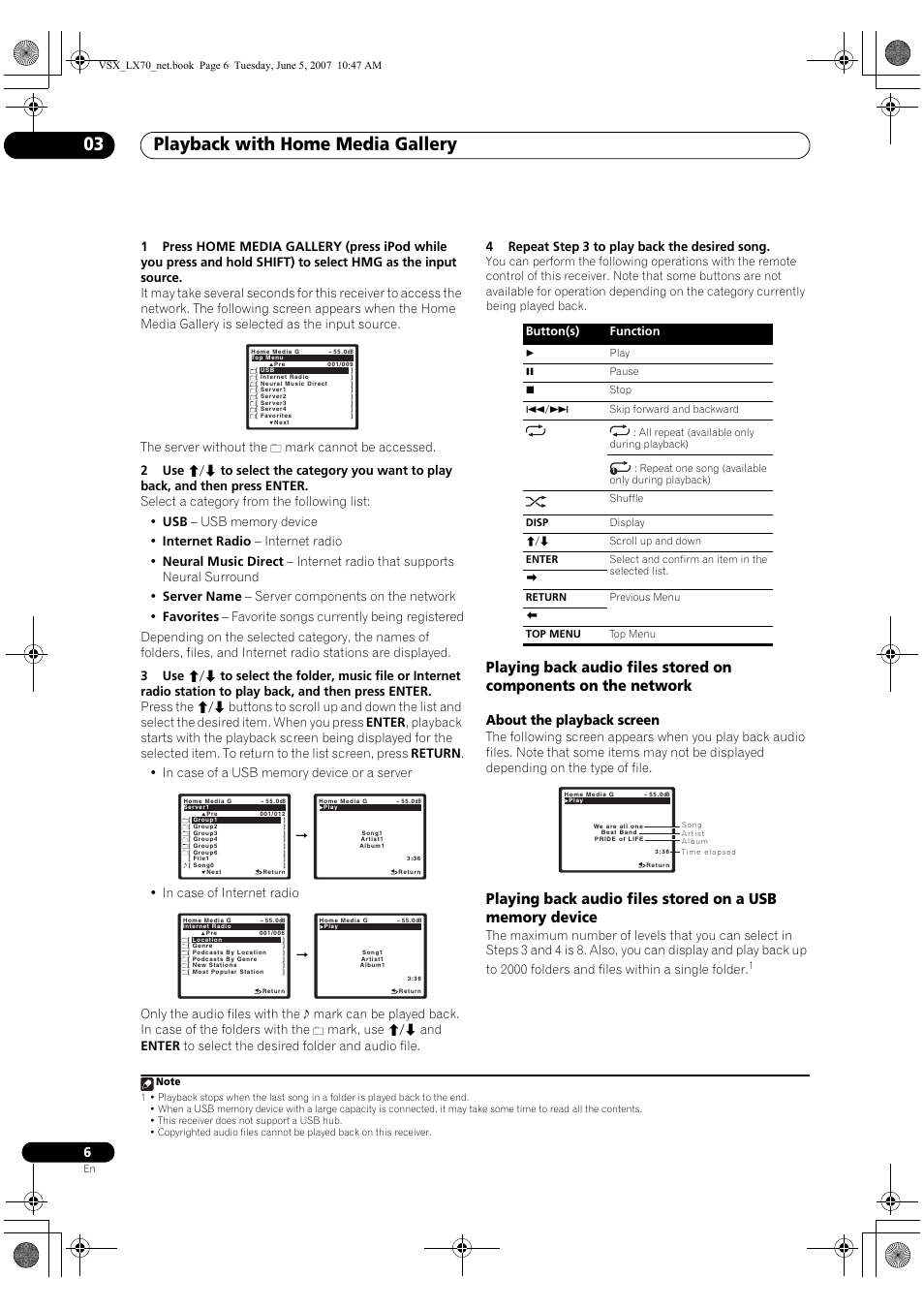 Playback with home media gallery 03, About the playback screen | Pioneer VSX-LX70 User Manual | Page 6 / 114