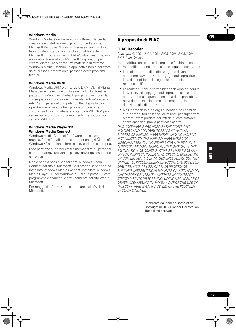 A proposito di flac | Pioneer VSX-LX70 User Manual | Page 65 / 114