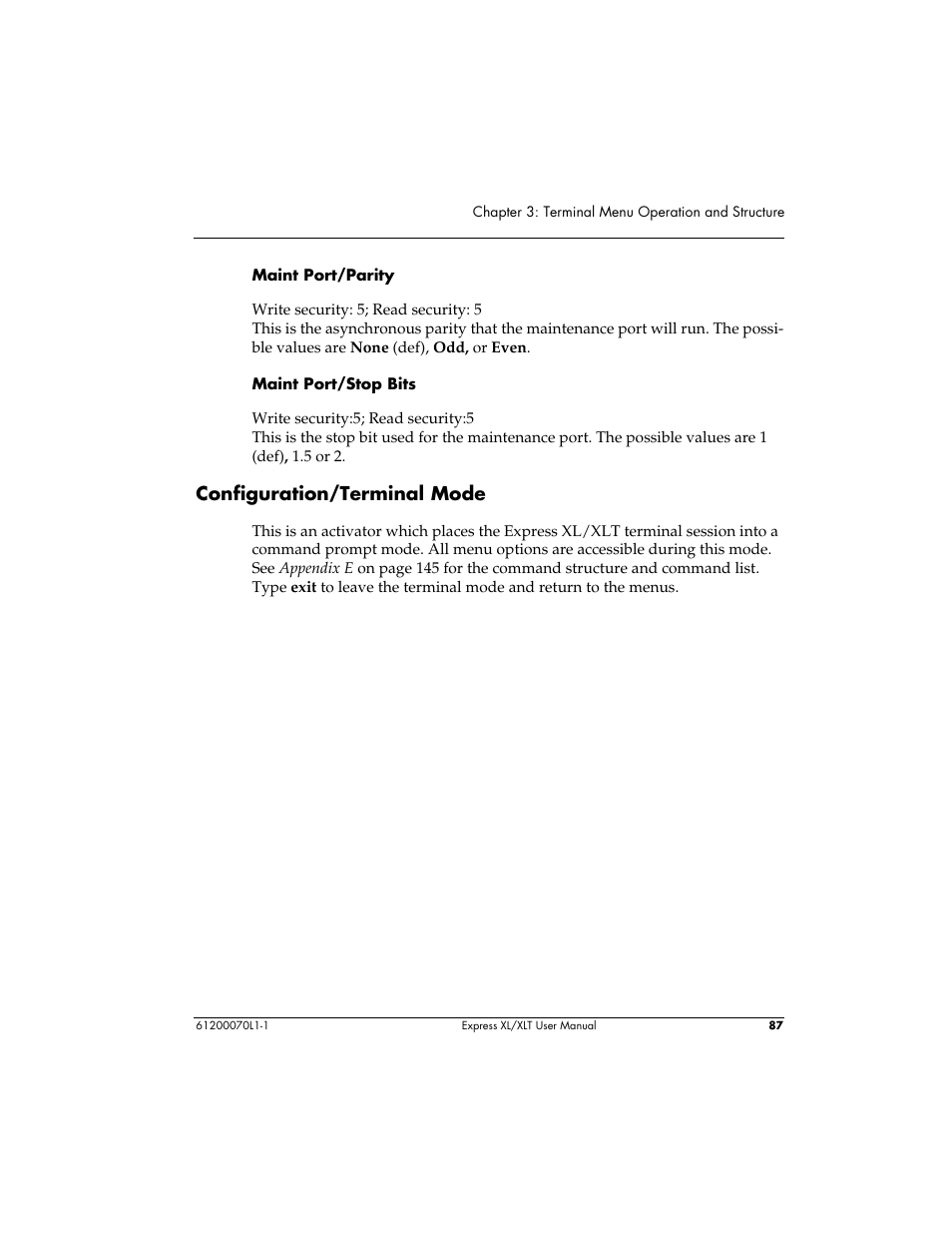 Configuration/terminal mode | ADTRAN Express XLT User Manual | Page 103 / 187