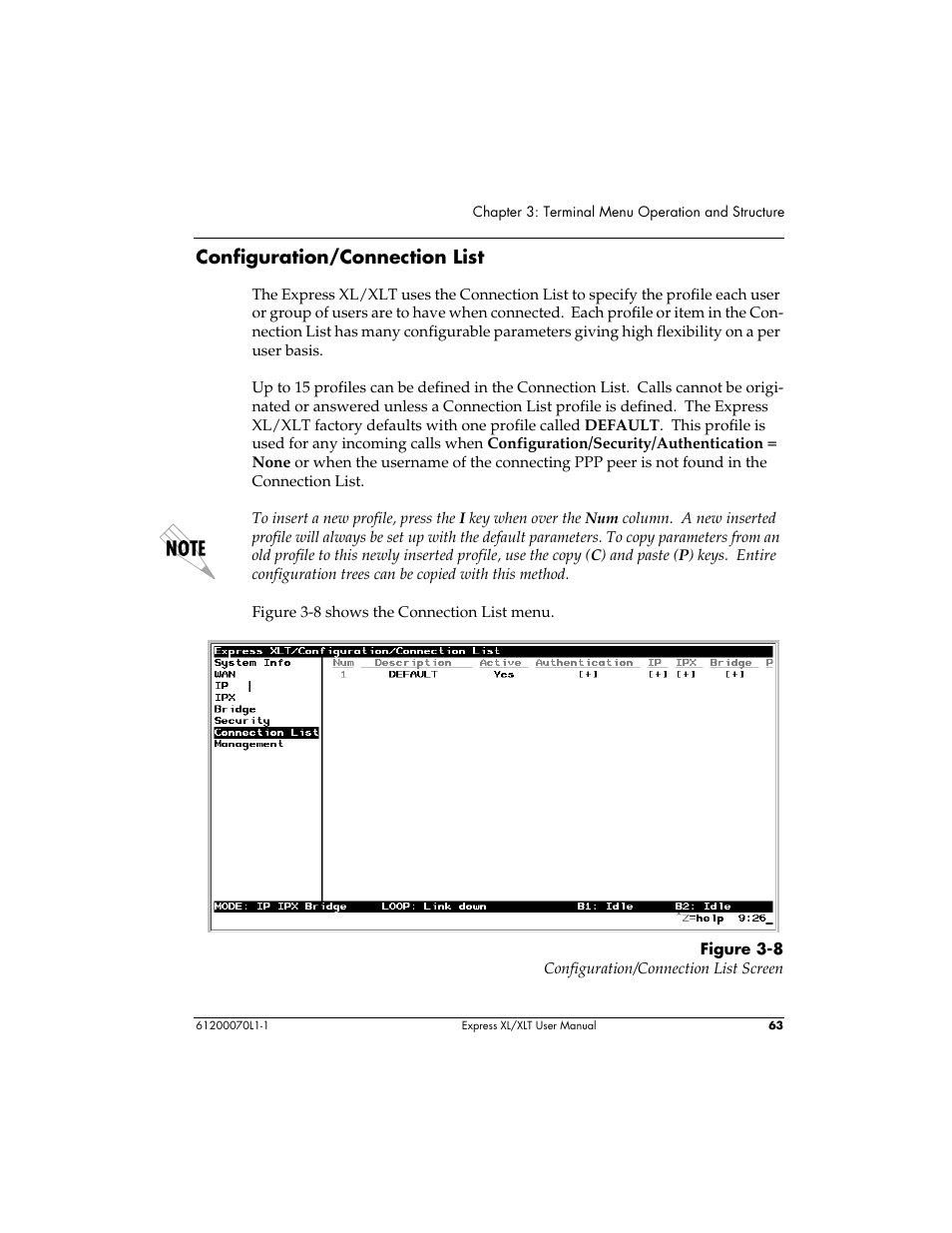 Configuration/connection list | ADTRAN Express XLT User Manual | Page 79 / 187