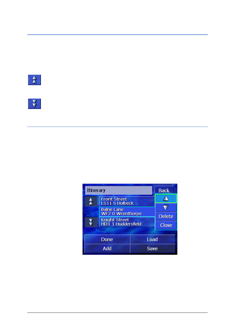 3 scrolling through the list of waypoints, 4 editing the list of waypoints, Scrolling through the list of waypoints | Editing the list of waypoints, Editing the list of | Pioneer AVIC-S1 User Manual | Page 57 / 124